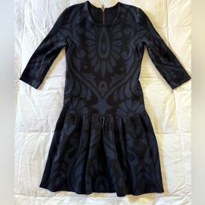 Burberry Black/Navy Silk/Cashmere Dress